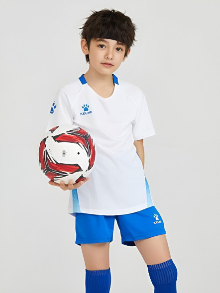 Детская футбольная форма KELME Short-Sleeved Football Suit (White/Blue)