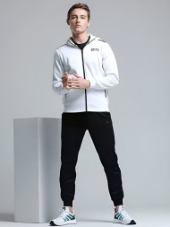 Спортивный костюм KELME Men's Hooded Knitted Jacket Suit (White/Black)