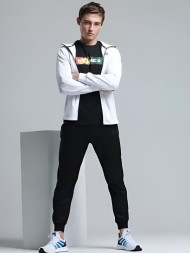 Спортивный костюм KELME Men's Hooded Knitted Jacket Suit (White/Black)