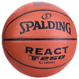 Мяч баск. SPALDING TF-250 React 76968z, р.6, FIBA Approved, композит. кожа (ПУ), коричнево-черный