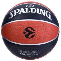 Мяч баск. SPALDING TF-500 Excel Euroleague р.7, 77101z, композит, коричнево-черный