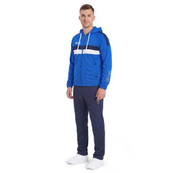 Костюм спорт. муж. с капюш. MIKASA MT550/151-0100-S, р. S, 100% полиэстер, сине-белый