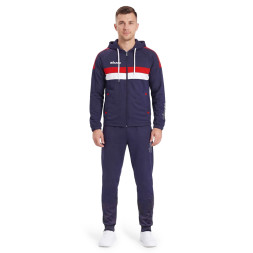 Костюм спорт. муж. с капюш. MIKASA MT550/701-083-M, р. M, 100% полиэстер, темносине-белый