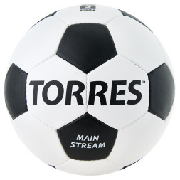 Мяч футб. TORRES Main Stream, F30185, р.5, 32 пан. ПУ, 4 под. слоя, руч. сшивка, бело-черный
