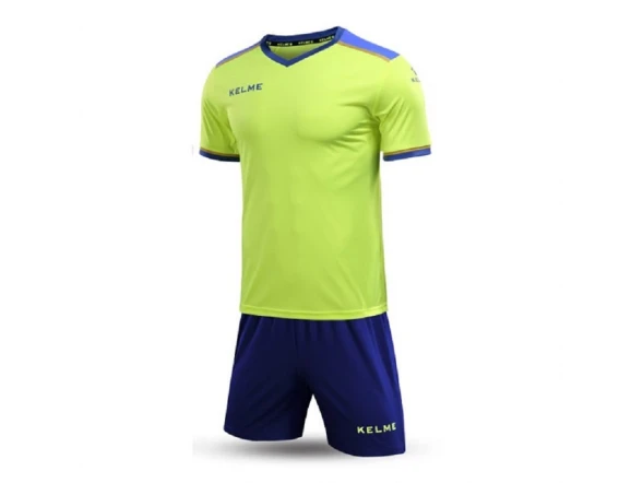 Детская футбольная форма KELME S/S Football Set Kid (Citric/Blue)