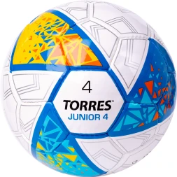 Мяч футб. TORRES Junior-3, F323803, р.3,глянц.ПУ, 4 сл, 32 п,руч.сш,бел-крас-жел
