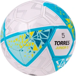 Мяч футб. TORRES Junior-3, F323803, р.3,глянц.ПУ, 4 сл, 32 п,руч.сш,бел-крас-жел