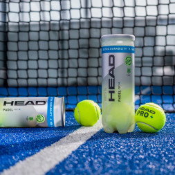 Мяч для падела HEAD Padel Pro+, 540203, уп.3 шт, войлок,нат.резина,желтый