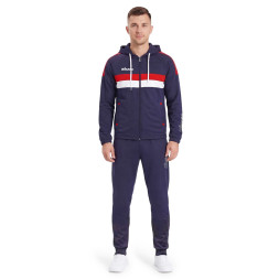 Костюм спорт. муж. с капюш. MIKASA MT550/701-083-L, р. L, 100% полиэстер, темносине-белый