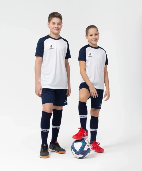 Футболка игровая JOGEL CAMP Reglan Jersey, белый/темно-синий, детский
