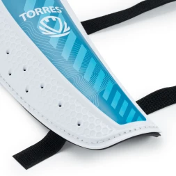Щитки футбольные TORRES Match , FS2305L, р. L, без голеностопа, две заст. на лип, бело-голубой