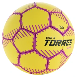 Мяч ганд. TORRES Club, H32433, р.3, ПУ, 5 подкл. слоев, руч. сшивка, желтый