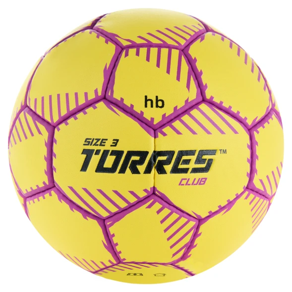 Мяч ганд. TORRES Club, H32433, р.3, ПУ, 5 подкл. слоев, руч. сшивка, желтый