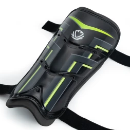 Щитки футбольные TORRES Training, FS2306L,р.L, без голеностопа, две заст. на лип, черно-салатовый