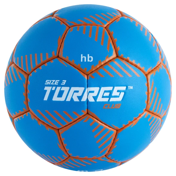 Мяч ганд. TORRES Club, H32443, р.3, ПУ, 5 подкл. слоев, руч. сшивка, синий