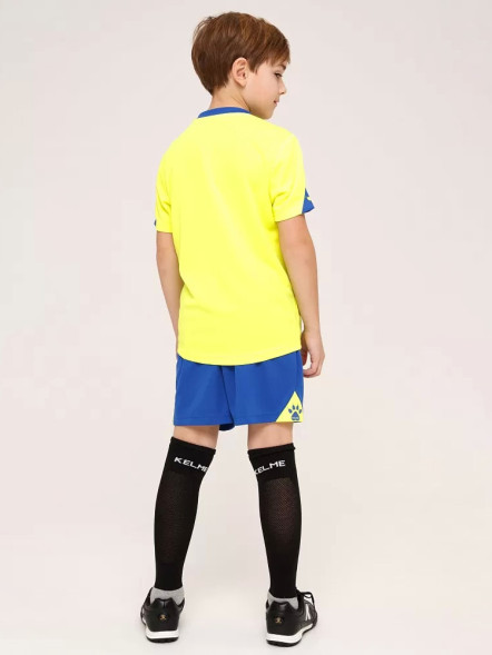 Детская футбольная форма KELME Short Sleeve Football Uniform (Citric/Blue)