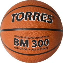 Мяч баск. TORRES BM300, B02013, р.3, резина, нейлон. корд, бут. камера, коричневый