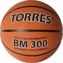 Мяч баск. TORRES BM300, B02013, р.3, резина, нейлон. корд, бут. камера, коричневый