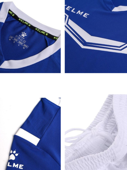Детская футбольная форма KELME Short Sleeve Football Kid Set (Blue/White)