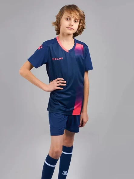 Детская футбольная форма KELME Short Sleeve Football Kid (Dark Blue/Pink)