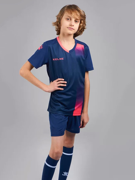 Детская футбольная форма KELME Short Sleeve Football Kid (Dark Blue/Pink)
