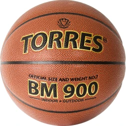 Мяч баск. TORRES BM900, B32037, р.7, ПУ-композит, нейлон.корд, бутил. камера, коричневый
