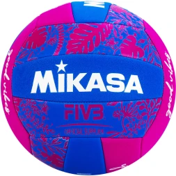 Мяч вол. пляжн. MIKASA BV354TV-GV-BP, синт.кожа (ТПЕ),маш.сш.,18 панелей, бут.кам, сине-розов