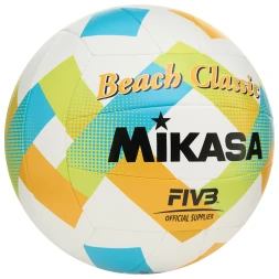 Мяч вол. пляжн. MIKASA BV543C-VXA-LG, 18 панелей, синт.кожа (ТПУ), маш.сш., бут.кам, мультиколор